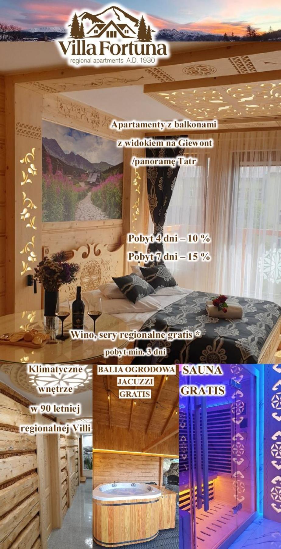 Villa Fortuna - Regionalne Apartamenty & Spa - Sauna, Grill, Jacuzzi Z Widokiem Na Tatry Zakopane Exteriér fotografie
